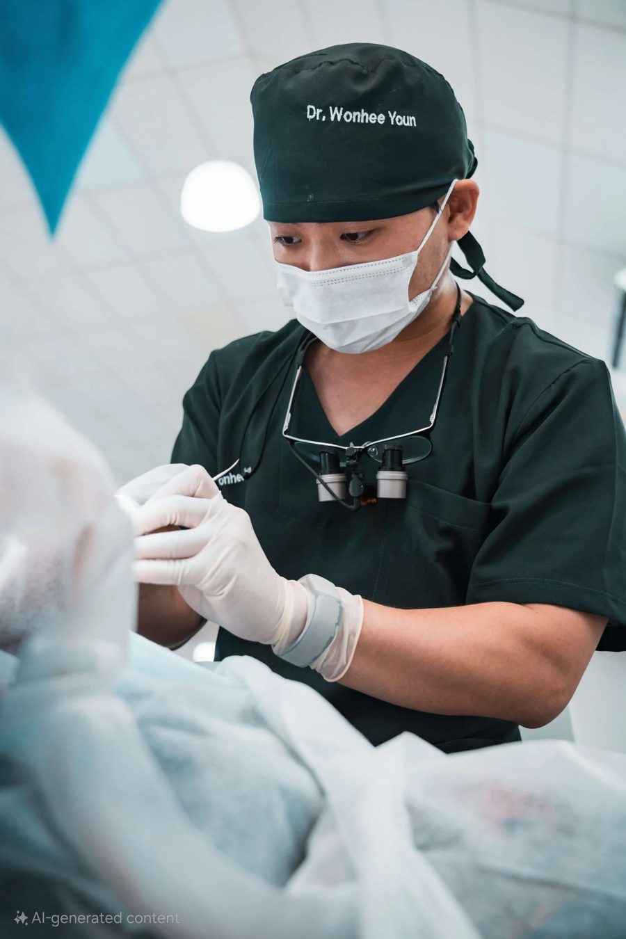Dr Wonhee Youn, dentist at Millineer, during implant surgery